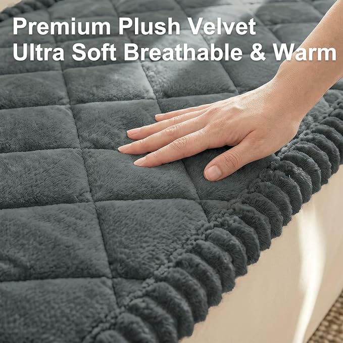 Smiry Couch Cover for Dogs, Non Slip Washable Pet Sofa Protector for Large Dogs, Cats, Fuzzy Plush Sofa Covers for 3 Cushion Couch, Against Fur, Dirt & Scratch Resistant, Dark Grey, 27.6"×82.7"