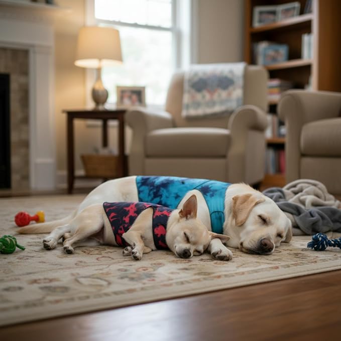 DAJIDALI® Dog & Cat Anxiety Vest & Spay Recovery Suit – Silent Adjustable Calming Wrap for Surgery & Thunderstorms – 2-Piece Cone & Recovery Onesie Alternative