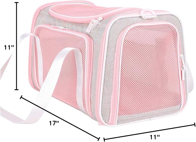 Soft Cute Travel Pet Carrier Bag for Medium Cats, Kitty and Puppy, Fantasy Pink, M