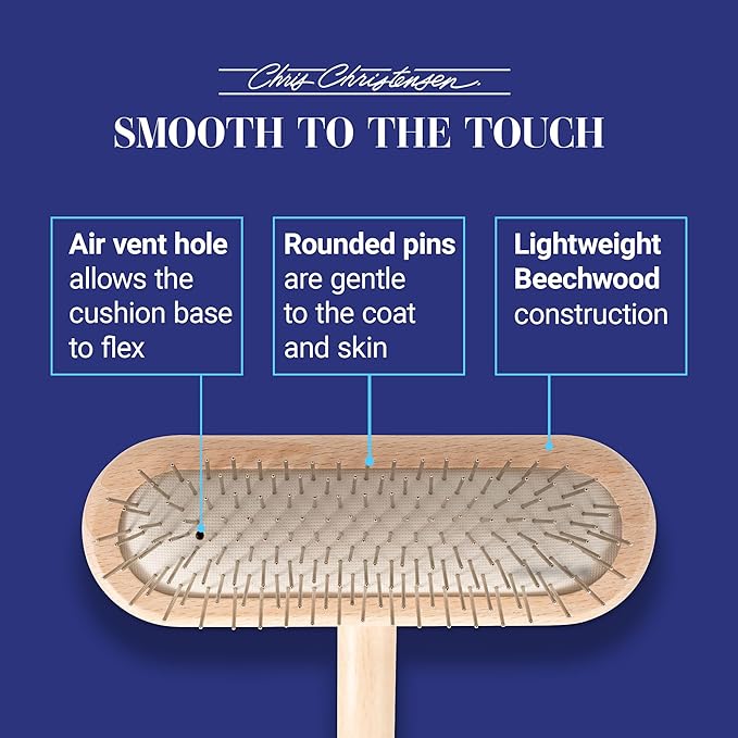 Chris Christensen Dog Brush, 16 mm,T-Brushes, Groom Like a Professional, Stainless Steel Pins, Lightweight Beech Wood Body, Ground and Polished Tips, Fight Fatigue and Stress Injuries
