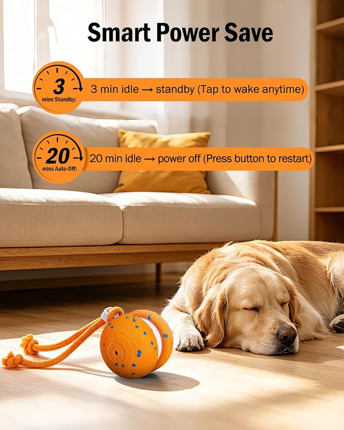 osou Interactive Dog Toy, Random Path Rolling Dog Ball with Rope, 2 Speed Modes, Motion-Activated, Pet-Safe ETPU Shell, Automatic Moving Toy for Small Medium Large Dogs and Most Dog Personalities