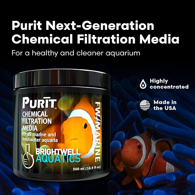 Brightwell Aquatics - Purit Next-Generation Chemical Filtration Media - for use in All Marine and Freshwater Aquaria - Aquarium Water Treatments, 16.9 fl oz