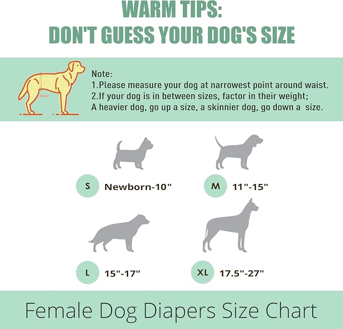 wegreeco Dog Diapers Female (3 Pack), Highly Absorbent Dog Diapers for Female Dogs Washable in Heat, Incontinence, or Excitable Urination (HLF, X-Large)