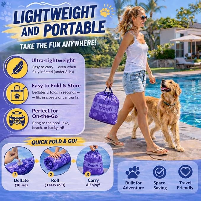 Schwimmer Dog Pool Float – Premium Pool Float for Large Dogs up to 220lbs – Durable & Inflatable Dog Raft for Pool, Lake & Beach – Comfortable & Safe Floating Mat for Summer Fun - Dog Floatie