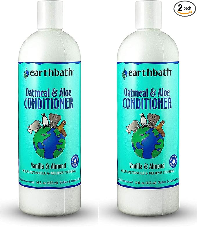 earthbath, Oatmeal & Aloe Conditioner - Dog Conditioner for Allergies & Itching, Dry Skin, Helps Detangle & Relieve Itching, Made in USA, Cruelty Free Pet Conditioners - 16 Oz (2 Pack)