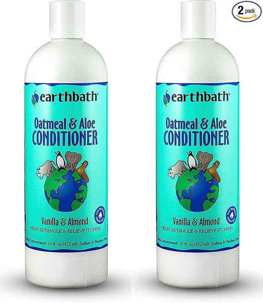 earthbath, Oatmeal & Aloe Conditioner - Dog Conditioner for Allergies & Itching, Dry Skin, Helps Detangle & Relieve Itching, Made in USA, Cruelty Free Pet Conditioners - 16 Oz (2 Pack)