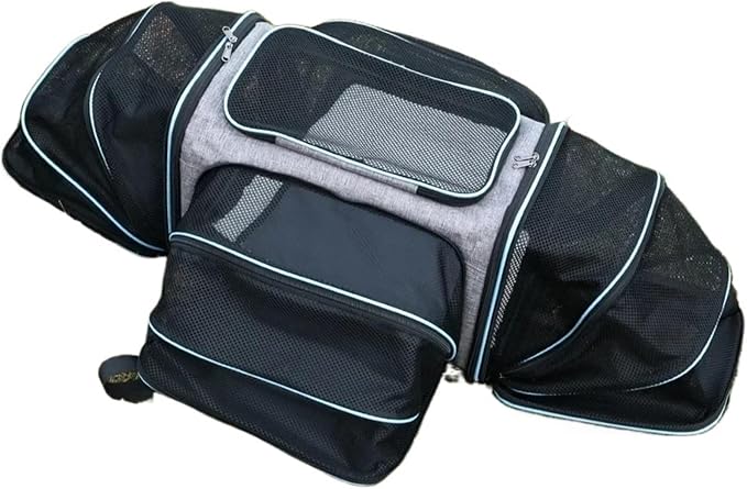 Portable Foldable Expandable Cat Backpack Carrier, Airline Approved Breathable Pet Travel Bag for Dog Accessories(Blue 4 Sides)