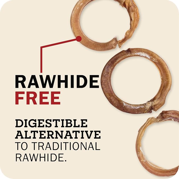 Redbarn Pet Products All-Natural 4" Bully Stick Rings for Dogs - Premium Grain-Free & Rawhide-Free Single Ingredient Long Lasting Low Odor Dental Treat for Chewers - 3 Count