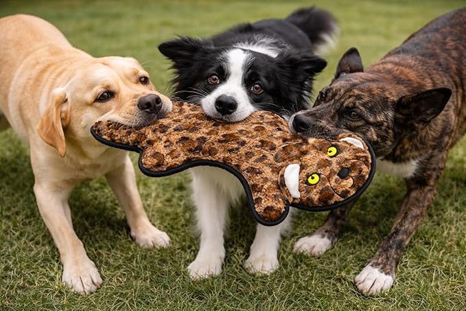 Jalousie 5 Pack Ultra Tough No Stuffing Squeaky Dog Toys for Large Dogs No Mess Interactive Durable Plush Chew Toy Indestructible Dog 6 Layers (5 Pack Strong Plushy Animal Pattern, Large to XLarge)