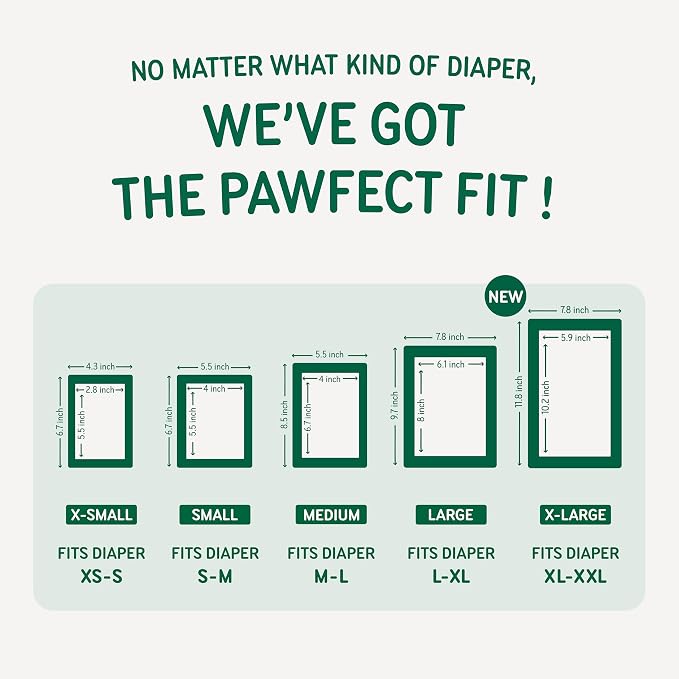 PAWPANG Disposable Dog Diaper Liners l Trial Pack (25 Count), Absorbent Inserts with Odor Control for Reusable Dog Diapers & Belly Bands (Small)