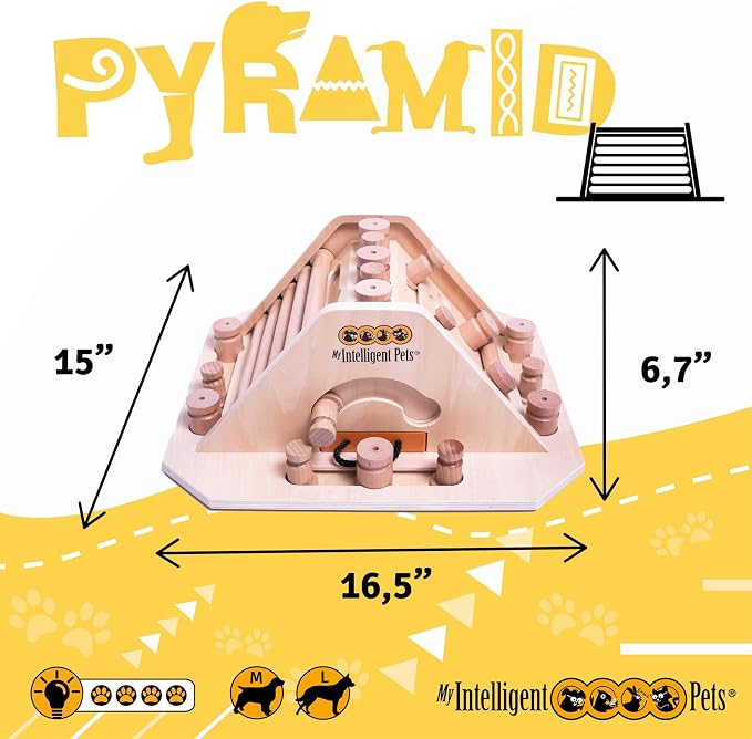 Interactive Dog Toys for Mental Stimulation - Treat Dispenser Dog Puzzle Toy, Enrichment Toys - Puzzle Feeder Dogs Training Toy - Pyramid
