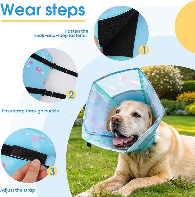 Allroaring Dog Cone, Soft Dog Cone Collar to Stop Licking, Adjustable Cones for Large Dogs, Comfy Pet Recovery Collars & Cones Alternative for After Surgery Wound Healing, Blue XL