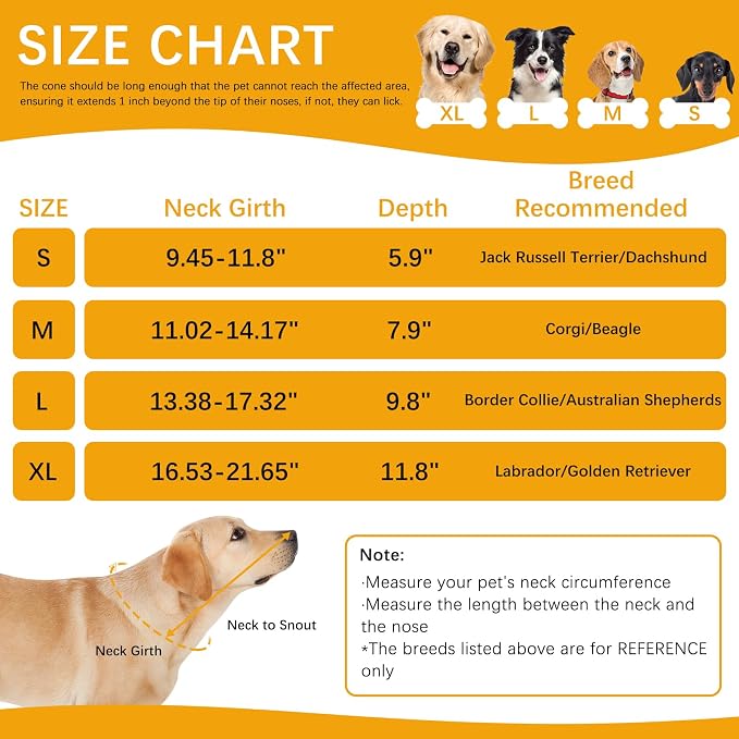 ASENKU Dog Cone Collar, Soft Adjustable Cone for Dogs to Stop Licking, Lightweight Recovery Dog Cone After Surgery, Pet E-Collar for Small, Medium & Large Dogs(Grey, S)