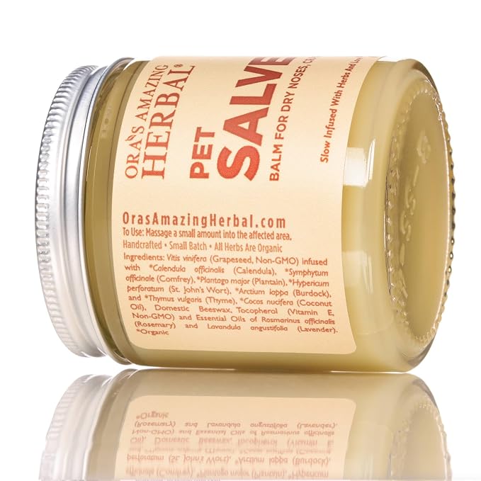 Pet Salve, Dog Paw Balm, Dry Noses Cracked Paws, Hot Spots, Itchy Ears, Ora's Amazing Herbal 4oz
