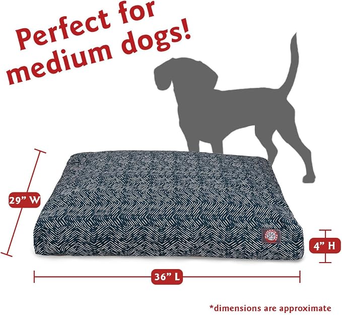 Teal Native Rectangle Indoor Outdoor Pet Dog Bed With Removable Washable Cover By Majestic Pet Products, Navy Blue, Medium