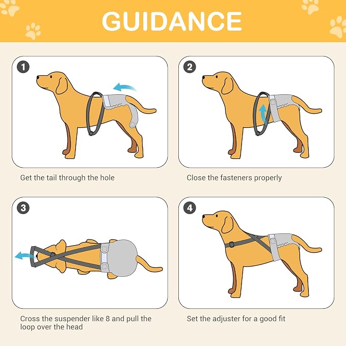 Avont 3 Pack Washable Female Dog Diaper with Suspender, Reusable Girl Doggie Diapers for Small Medium Large Doggy in Heat Cycle Period Incontinence