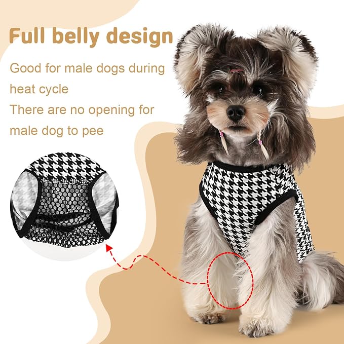 Etdane Dog Period Diapers Small Dog Period Suit Dog Sanitary Panties for Male Female Dogs Diaper Cover for Heat Plover Plaid Medium