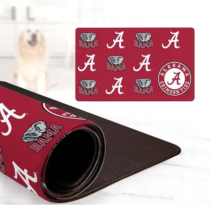 Alabama Crimson Tide Officially Licensed Food and Water Mat for Dogs and Cats | 18" x 29" | Non-Slip | Water-Proof