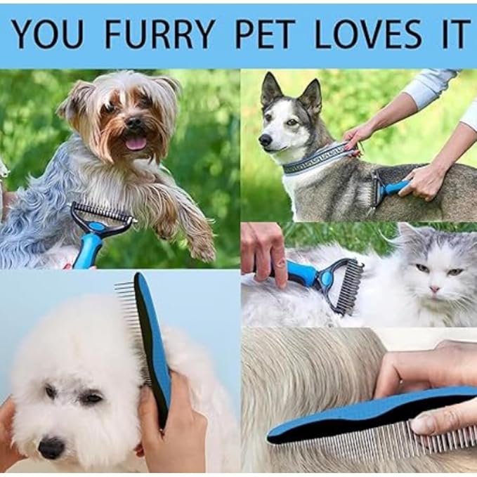 acssart Pet Grooming Brush Original - Pet Pro Grooming Tool, Deshedding for Cats & Dogs (Blue)