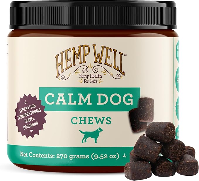 Hemp Well Calm Dog Soft Chews: 60 ct. Organic Hemp Infused with Melatonin - Calming Chews for Separation, Thunderstorms, and Stressful Situations