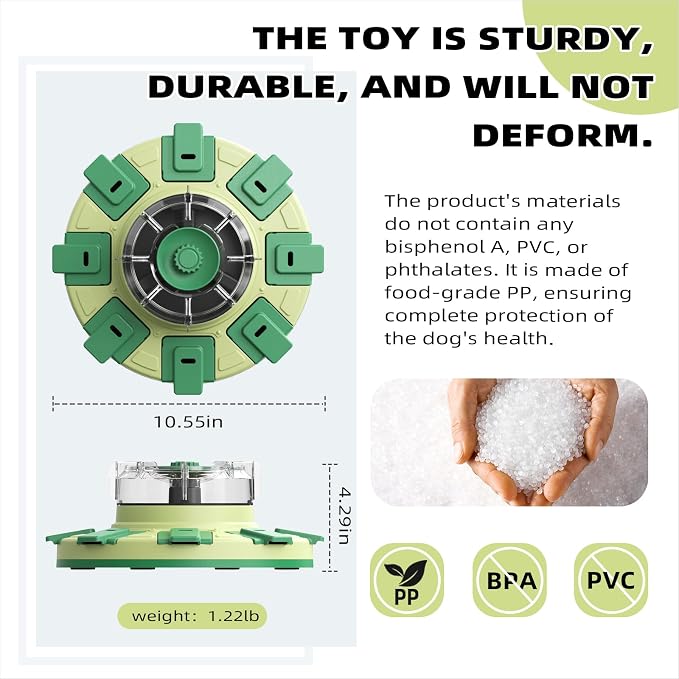 KADTC Dog Puzzle Toy, 2 Levels in 1, Spin-to-Release Treat Dispenser | Spin. Flip. Reward. Adjustable 2-in-1 Puzzle Feeder. Made for Little Paws. Slower Meals. Smarter Play.