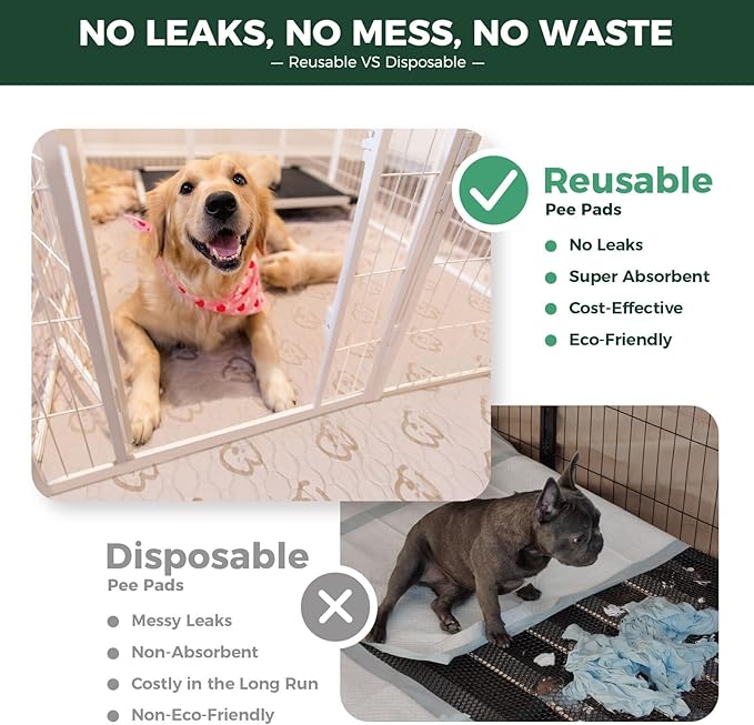 FXW Washable Pee Pads for Dogs, Leak-Proof & Non-Slip, Specifically Designed for Whelping Box, 47" Round, Khaki, 2 Packs