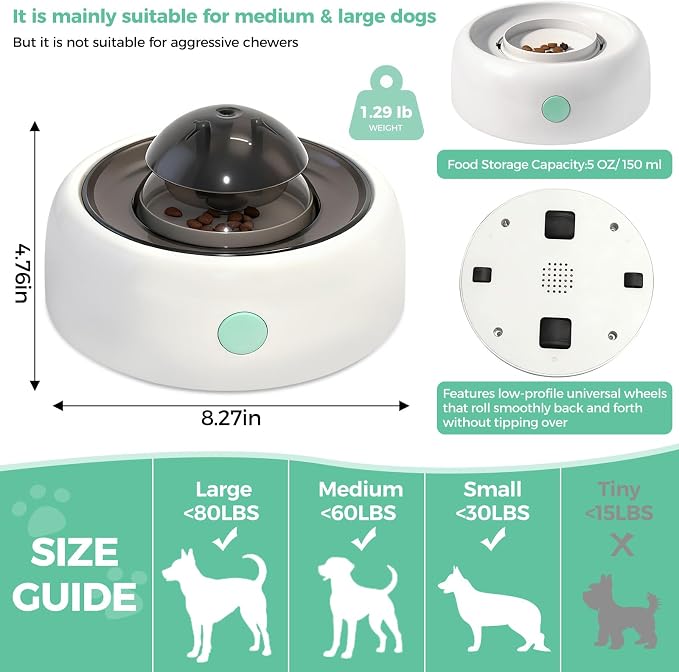 Interactive Dog Puzzle Toy, Slow Feeder for Large/Medium Dogs | IQ Training, Treat Dispensing, Brain Stimulation Enrichment, Dishwasher Safe, Anti-Slip