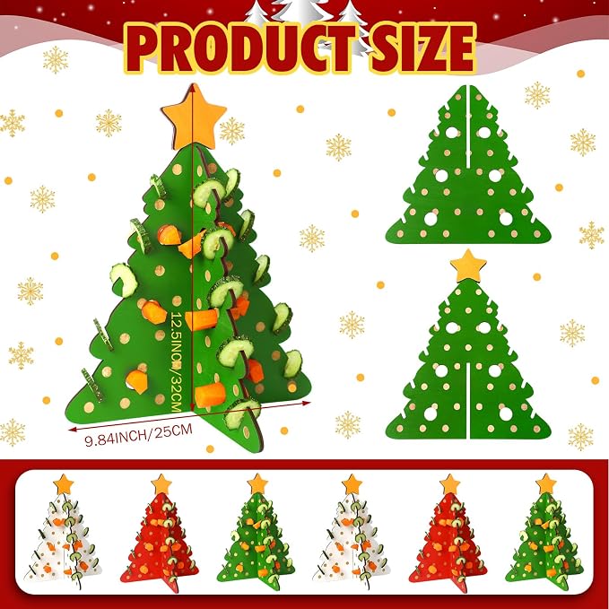 Ziliny 3 Sets Rabbit Foraging Toy Christmas Guinea Pig Puzzle Toy Accessories Christmas Tree Bunny Vegetable Hay Feeder for Hamster