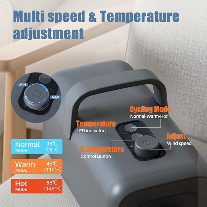 Dog Hair Dryer, Low Noise Pet Dryer for Cats, 1550W High Velocity Pet Blow with Heater for Grooming, Dogs Other Animals Hair Trimmer, Grey