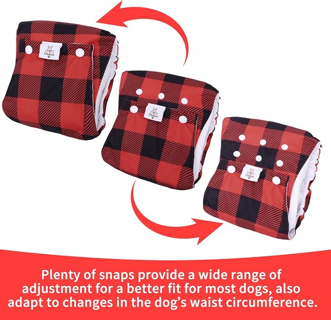 CuteBone Washable Dog Diapers Male with Snaps Reusable 3pcs a Pack Doggie Belly Band for Male Dogs Wraps KDM03XS