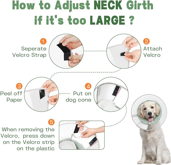 Dog Cone Collar to Stop Licking with Soft Liner, Comfortable Elizabeth Recovery Collar for Large Medium Dogs After Surgery, Pet Neck Head Cone Alternative,XL