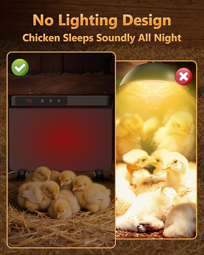 HOPOCO Smart Chicken Coop Heater with Efficient Thermostat, Compatible with Timers & Temp Controllers, 200W Safe Inside Radiant Flat Panel Warmer, Remote-Adjustable for Pets & Animals in Winter
