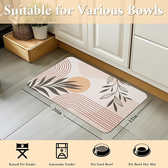 Dog Food Mat for Floors Waterproof Quick Dry Pet Placemat Cat Feeding Bowls Mats for Food and Water, Eco-Friendly Dog Accessories Diatomite Pets Supplies 12" X 20"