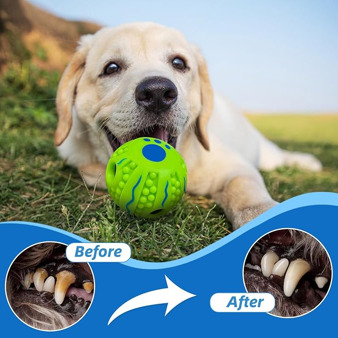Spiky Interactive Dog Toys Ball, Wave, XS, 2.75 in (7 cm) | Shaking with Gibbering Sound, For Training, Teeth Cleaning, Herding