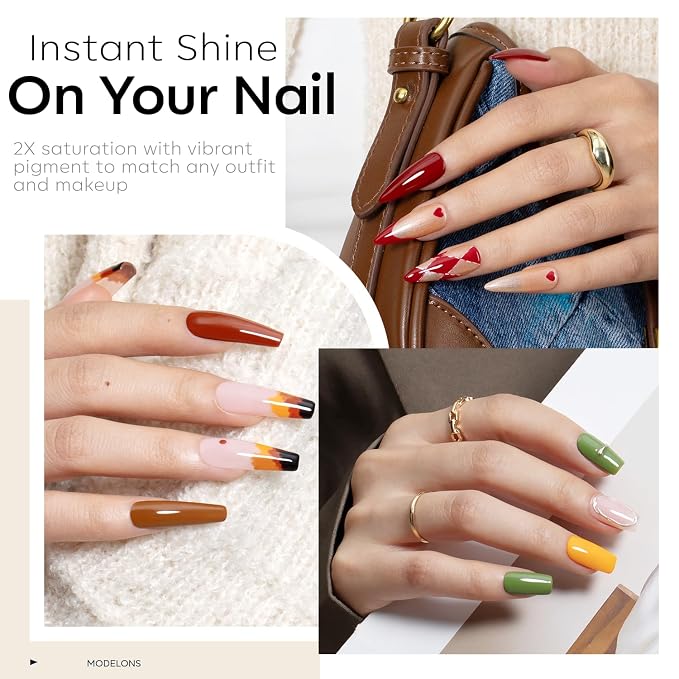 modelones 40 Pcs Gel Nail Polish Set, 36 Colors Mothersday Red Nude Brown Yellow Pink White Black Gel Nail Polish Kit Purple Blue Nail Art with Base Coat& Matte Glitter Glossy Top Coat DIY LED Gift