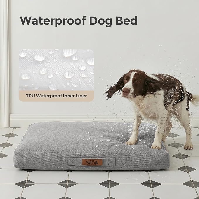 Sytopia 50" XL Chew Proof Dog Bed-Light Grey