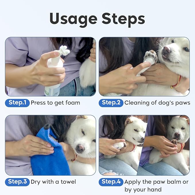 Leopong Dog Paw Cleaner, 3 Pack Dog Paw Cleaner with Dog Paw Balm for Heals - Repairs & Restores Dry - Cracked Paws & Nose Dog Paw Protector for Pet Foot Washer Care