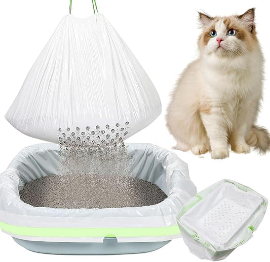 STARVAST 84PCS Sifting Cat Litter Box Liners with Holes, Extra Large Cat Litter Bags, Thickened Design, Concealed Handle, Large Perforation, 31 x 18 Inch