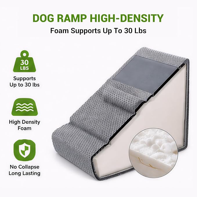 6 Pack Dog Ramp for Stairs for Small & Senior Dogs and Cats | Anti-Slip Bump, Washable Cover, Self-Sticky Pads, Safe Climbing