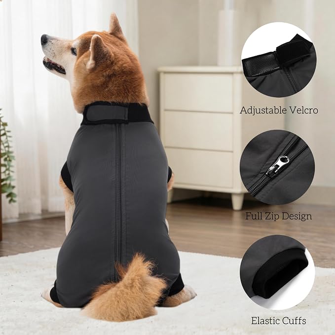 Dog Recovery Suit After Surgery, Abdominal Wound Protection Onesie, Anti-Licking Substitute for E-Collar & Cone, Relieves Anxiety, Easy to Put On, Suitable for Male & Female Dogs (Black, XXX-Large)