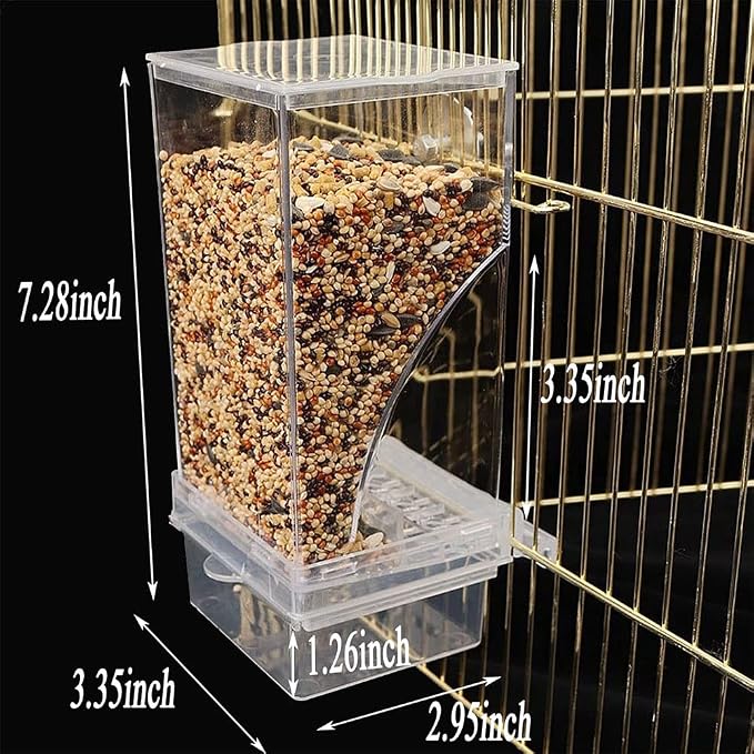 Hamiledyi No Mess Bird Cage Feeder 2Pack Automatic Parrot Seed Feeders with Perch Acrylic and Bird Parrot Swing Chewing Toy Set 15PCS Colorful Pet Birds Cage Toys for Small Parakeet Cockatiel Conures