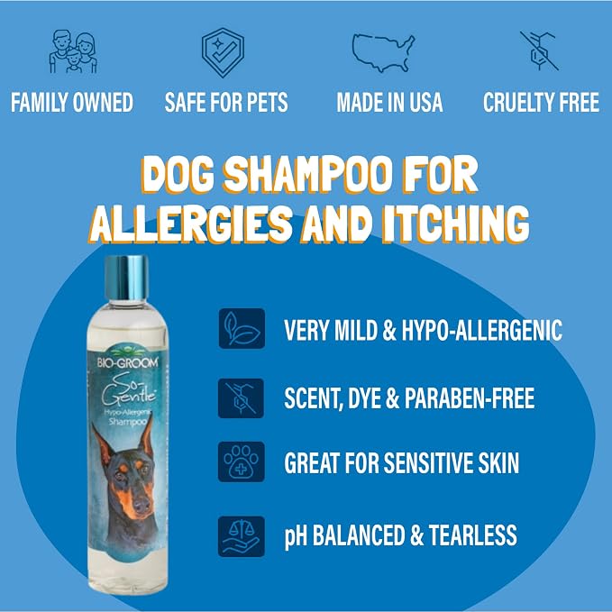 Bio-Groom So-Gentle Hypoallergenic Dog Shampoo - Tearless, Cat & Dog Bathing Supplies, Puppy Shampoo for Gentle Skin, Cruelty-Free, Made in USA, Tear-Free Dog Products - 1 Gallon