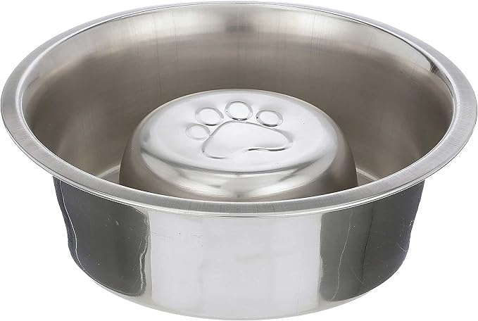 Neater Pets Stainless Steel Slow Feed Bowl with Neater Mat Waterproof Silicone Bowl Mat