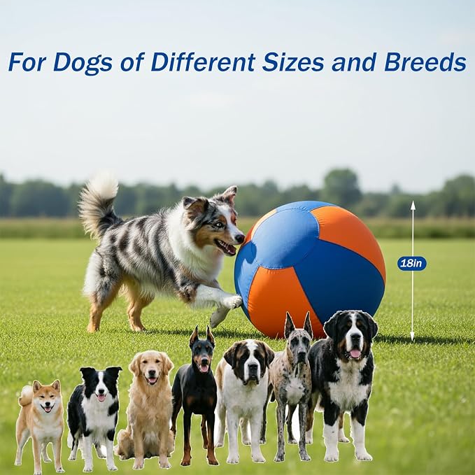 18'' Herding Ball for Dogs –Enhanced Chew Resistance with Durable 900D Oxford Cover, Interactive Dog Toy for Australian Shepherds, Cattle, Border Collies, Outdoor Training & Backyard Play