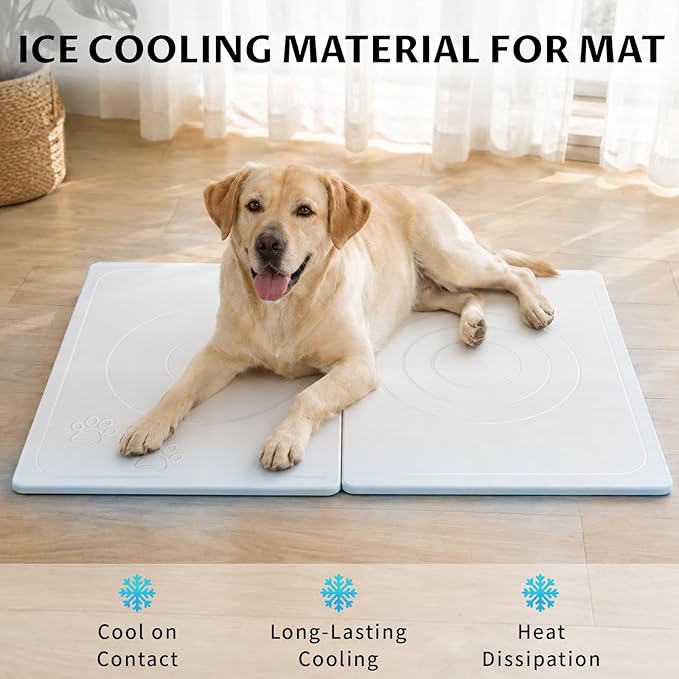 Stone Dog & Cat Food Mat, Bite-Proof Non-Slip Large Diatomaceous Pet Feeding Mat for Puppy Cat, Summer Cooling Quick Drying Dog Cat Water Bowls Mat for Protect Floor (White 24" x 16")