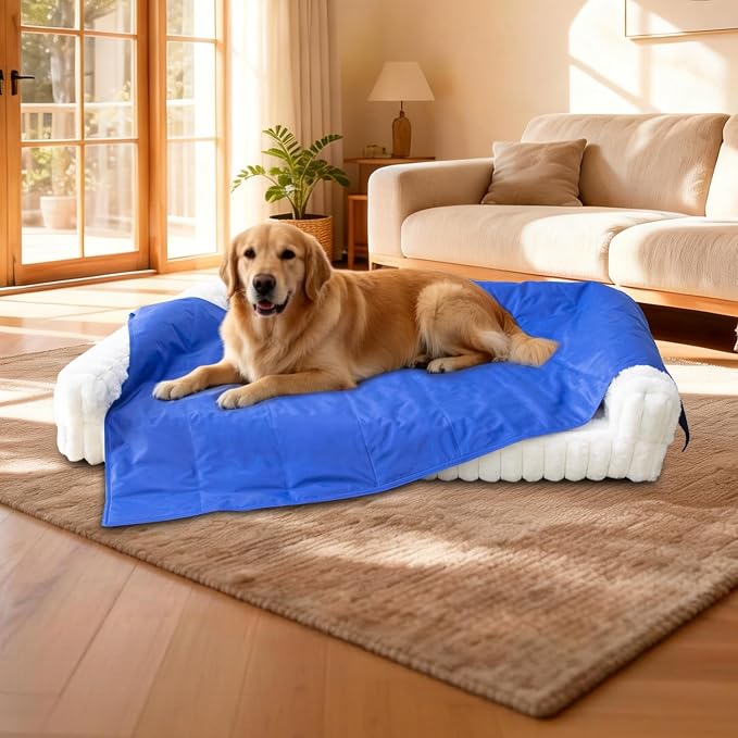 Waterproof Orthopedic Dog Bed for Medium Dogs, Medium Non-Slip Pet Beds with Sides, Egg-Crate Memory Foam Dog Couch for Crate Removable Washable Cover, Beige