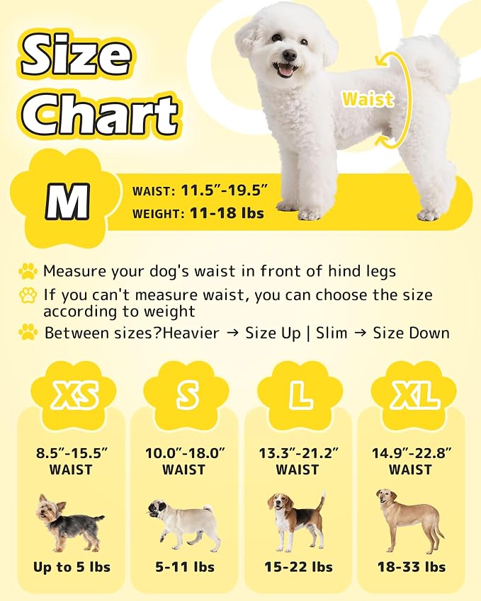 Dono Dog Diapers Female with Stretchy Waist-36Pcs, Disposable Full Wrap Female Puppy Dog in Heat Period Diapers, 360° Leak-Proof Super Absorbent Doggie Puppy