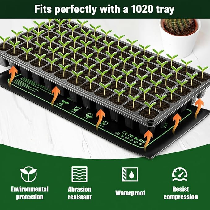 4 Pack Seedling Heat Mat for Plants Seed Starting, Waterproof 10"x 20" Warming Mat Plant Heating Pad for Seed Germination, Indoor Growing, Hydroponic, Greenhouse