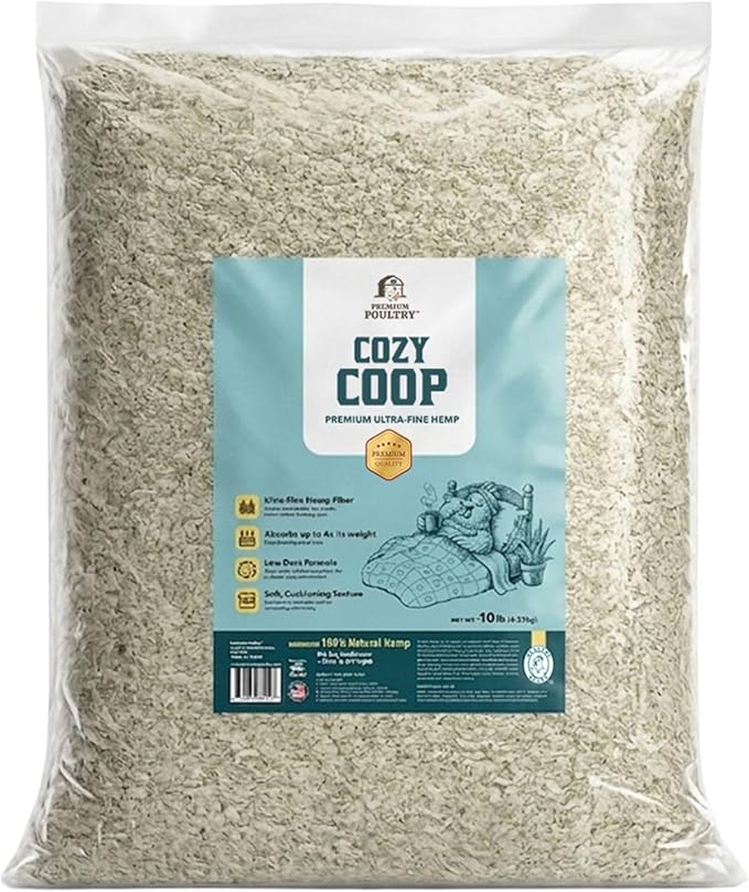 Cozy Coop Premium Siftable Hemp Bedding for Chicken Coop & Small Animals, Super Fine Low Dust Absorbent Hemp Bedding, Made in USA for Deep Litter, Nesting Boxes & Brooders, 10lb