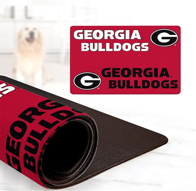 Georgia Bulldogs Officially Licensed Food and Water Mat for Dogs and Cats | 18" x 29" | Non-Slip | Water-Proof